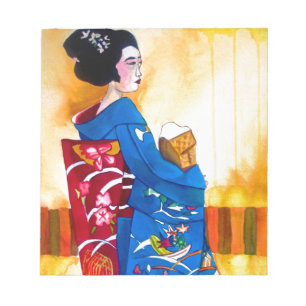 Japanese Geisha with blue kimono Notepad