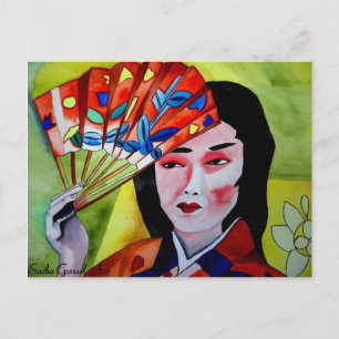 japanese Geisha with fan Postcard