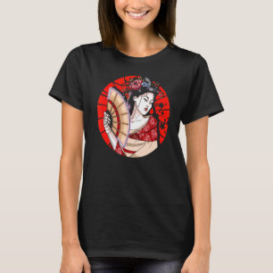 Japanese Geisha With Fan Sakura Japan Woman Geisha T-Shirt