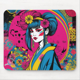 Japanese geisha woman in traditional kimono mouse pad