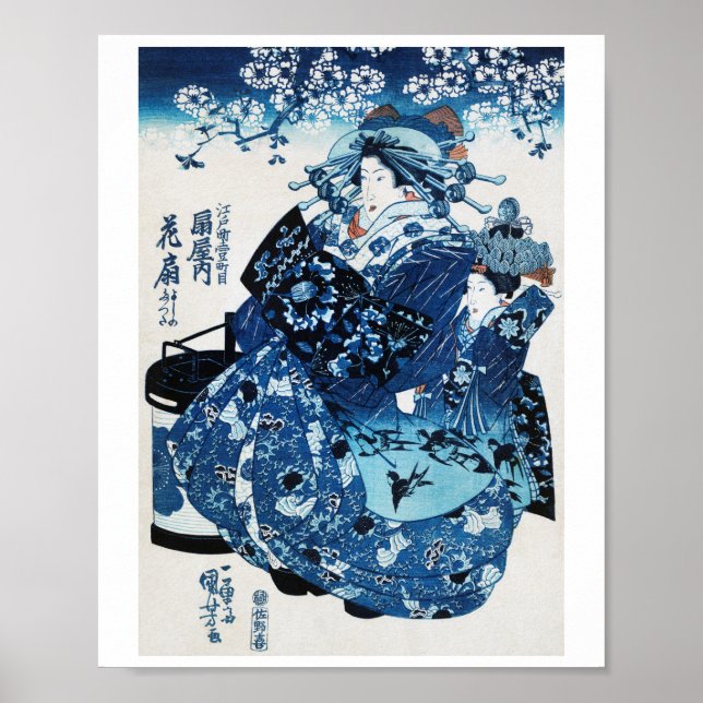 Japanese Geisya Woman, Kuniyoshi, Ukiyo-e Poster (Front)