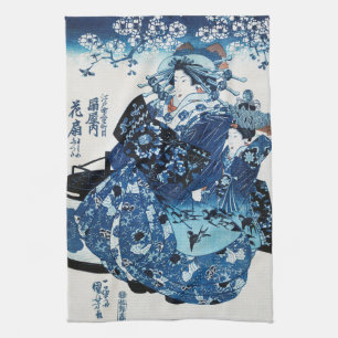 Japanese Geisya Woman, Kuniyoshi, Ukiyo-e Tea Towel