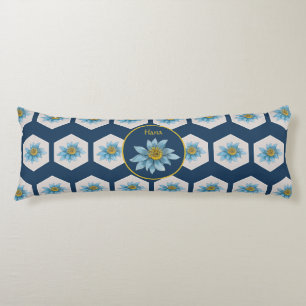 Japanese Geometric Lily Flower Pattern Monogram Body Cushion