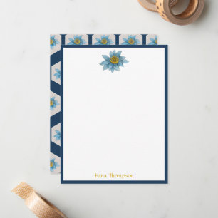 Japanese Geometric Lily Flower Pattern Monogram Card