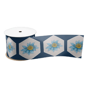 Japanese Geometric Lily Flower Pattern Satin Ribbon