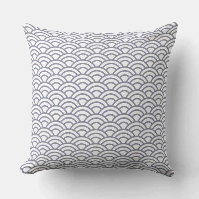 Japanese Geometric Modern Fish Scale Pattern Cushion (Front)