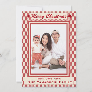 Japanese Geometric Yagasuri Pattern Photo Holiday  Card