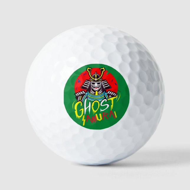 Japanese Ghost Samurai Martial Art in Retro Style Golf Balls (Front)