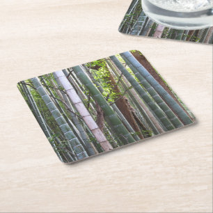Japanese Giant Bamboo Forest, Sagano, Kyoto, Japan Square Paper Coaster