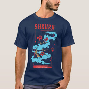 Japanese Gift Retro Sakura Themed Cherry Blossom  T-Shirt