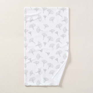 Japanese Ginkgo Biloba leaves black white tree Hand Towel