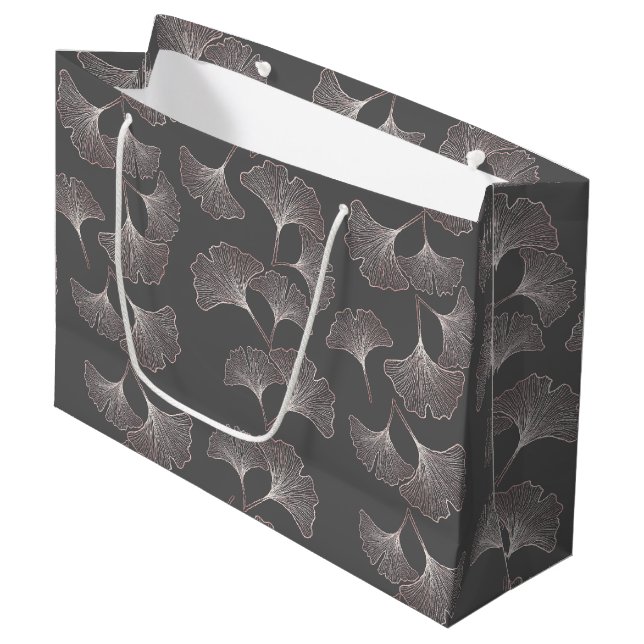 Japanese Ginkgo Leaf Pattern Large Gift Bag (Front Angled)