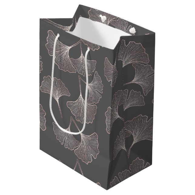 Japanese Ginkgo Leaf Pattern Medium Gift Bag (Front Angled)