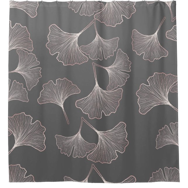 Japanese Ginkgo Leaf Pattern Shower Curtain (Front)