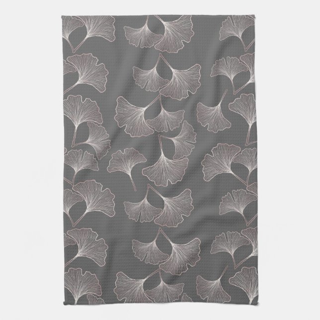 Japanese Ginkgo Leaf Pattern Tea Towel (Vertical)