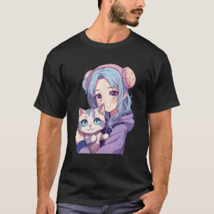 Japanese  Girl  & Cats Cute Gifts for Teens Girls T-Shirt