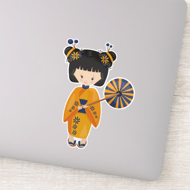 Japanese Girl, Japan, Cute Girl, Orange Kimono (Detail)