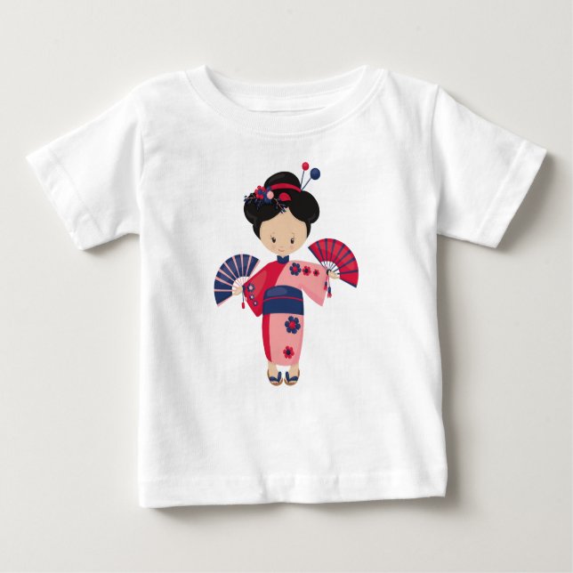 Japanese Girl, Japan, Cute Girl, Pink Kimono Baby T-Shirt (Front)