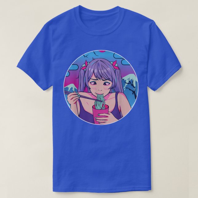 Japanese Girl Noodles Anime Manga Graphic Art Japa T-Shirt (Design Front)