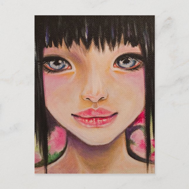 Japanese girl with blue eyes postcard (Front)