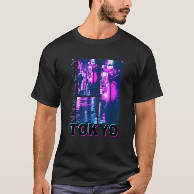 Japanese Glitch Cyberpunk Tokyo Streetwear Aesthet T-Shirt (Front)