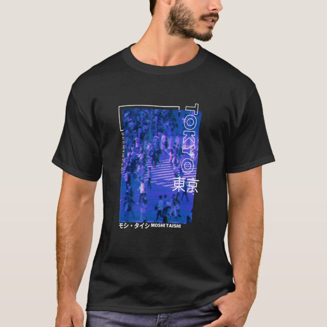 Japanese Glitch Cyberpunk Tokyo Streetwear Aesthet T-Shirt (Front)