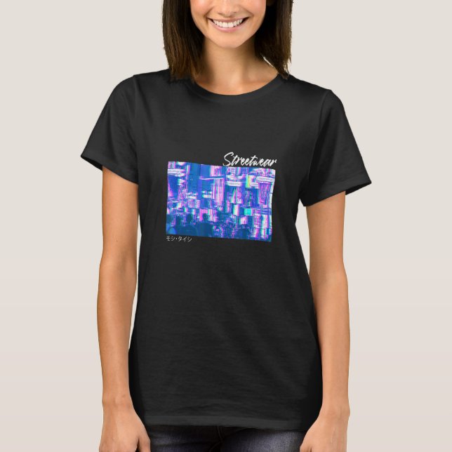 Japanese Glitch Cyberpunk Tokyo Streetwear Aesthet T-Shirt (Front)