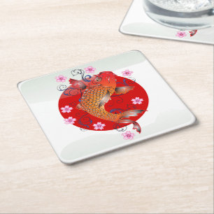 Japanese glossy flag square paper coaster