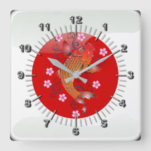 Japanese glossy flag square wall clock