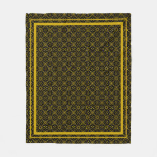 Japanese Gold & Black Hanabishi Pattern Fleece Blanket
