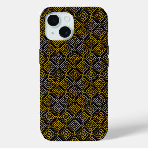 Japanese Gold & Black Pattern iPhone 15 Case