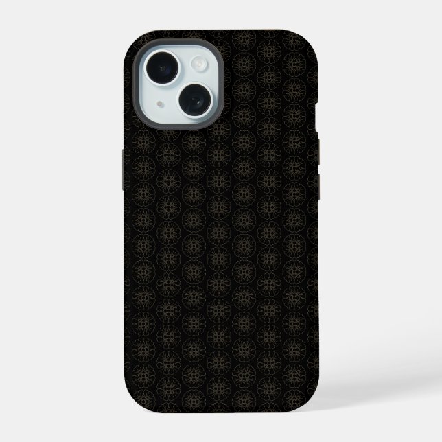 Japanese Gold & Black Pattern iPhone 15 Case (Back)