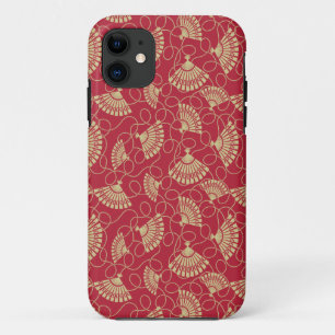 Japanese Gold Fans on Red iPhone 11 Case
