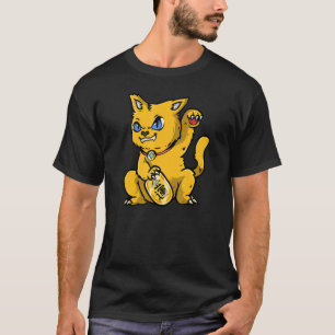 Japanese Gold Lucky Cat Maneki Neko 招き猫 Beckoning  T-Shirt