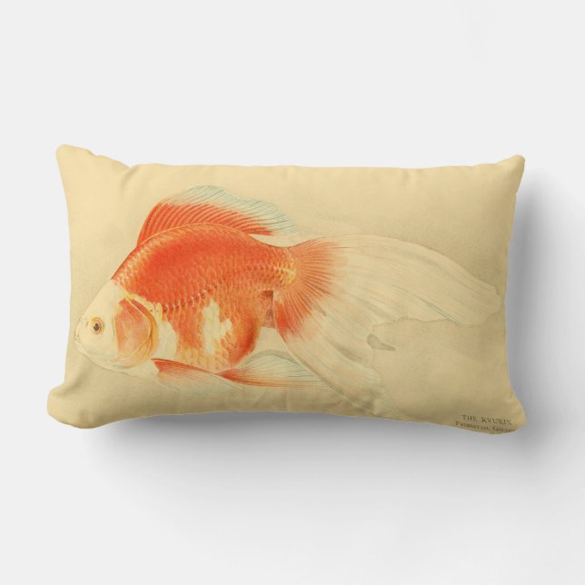 Japanese goldfish. The Ryukin. Lumbar Cushion (Front)