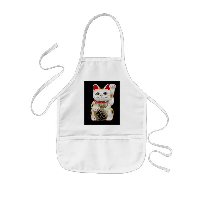 Japanese Good Luck Cat Kids Apron (Front)