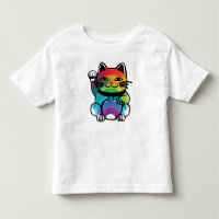 Japanese Good Luck Cat with Rainbow