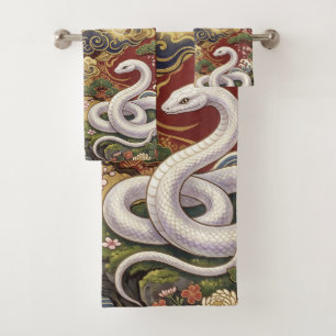 Japanese Good Luck Design: “Dragon and White snake Bath Towel Set