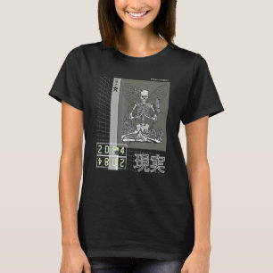 Japanese Goth Skeleton Meditation Cyberpunk Street T-Shirt