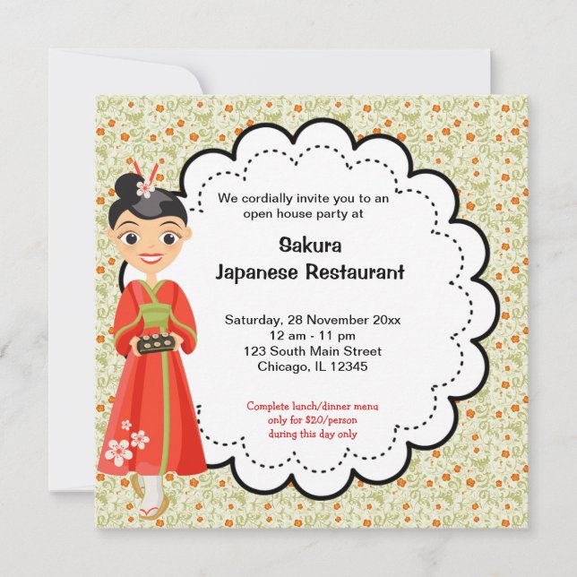 Japanese Grand Opening Restaurant Invitation (Front)