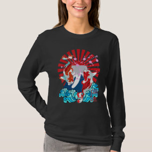 Japanese Graphic Koi Fish Rising Sun Sakura Flower T-Shirt