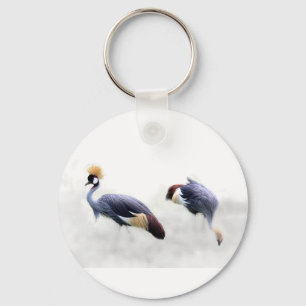 Japanese Gray Crowned Cranes Key Ring