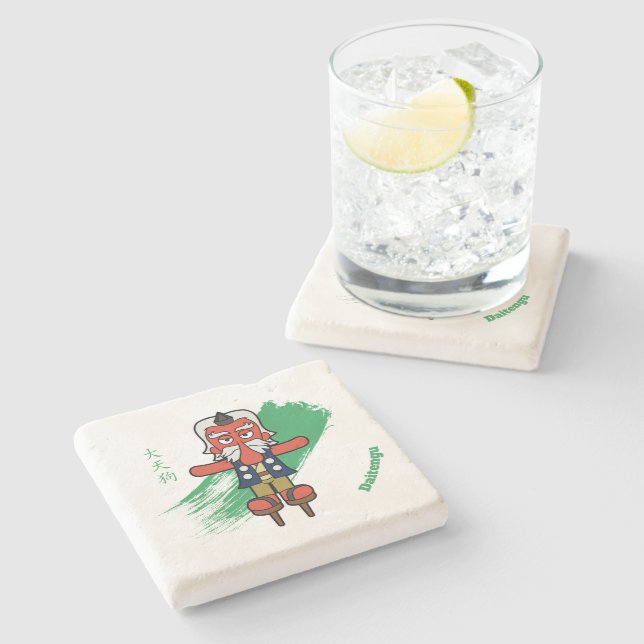 Japanese Great Tengu Yokai Stone Coaster (Side)