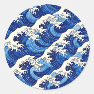 Japanese Great Wave Pattern Ocean Classic Round Sticker