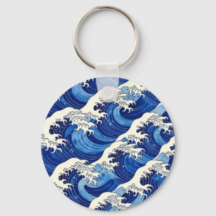 Japanese Great Wave Pattern Ocean Key Ring