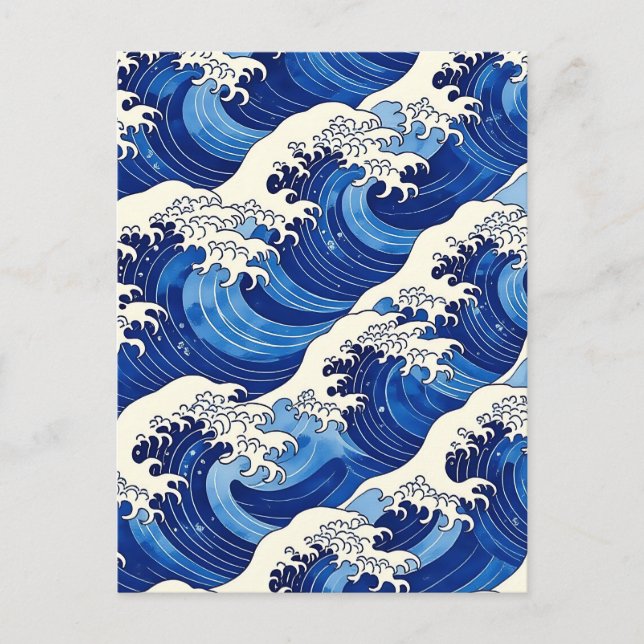 Japanese Great Wave Pattern Ocean  Postcard (Front)