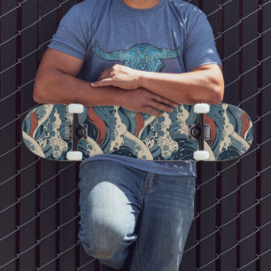 Japanese Great Wave Pattern Skateboard