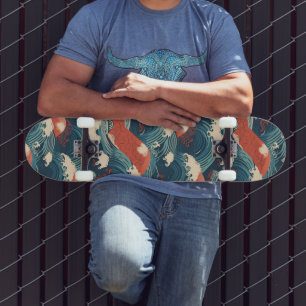 Japanese Great Wave Pattern Skateboard