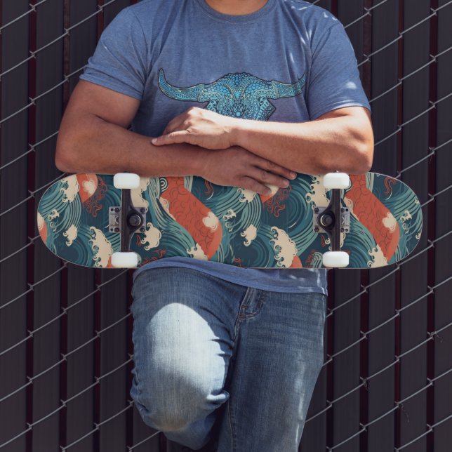 Japanese Great Wave Pattern  Skateboard (Outdoor 3)