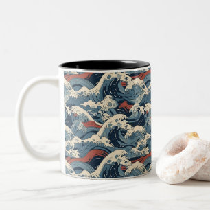 Japanese Great Wave Pattern Two-Tone Coffee Mug